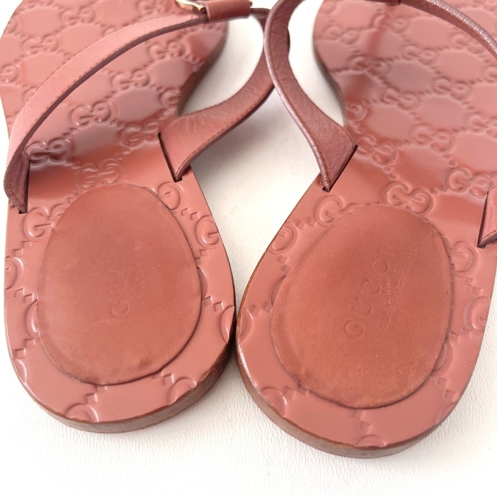 GUCCI | Pink Guccissima Leather Interlocking GG Thong Sandals‎ Flats EU 36 - Picture 9 of 16